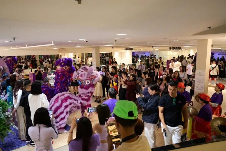 Lion dance performance at Grace Pilates grand opening celebration Flushing